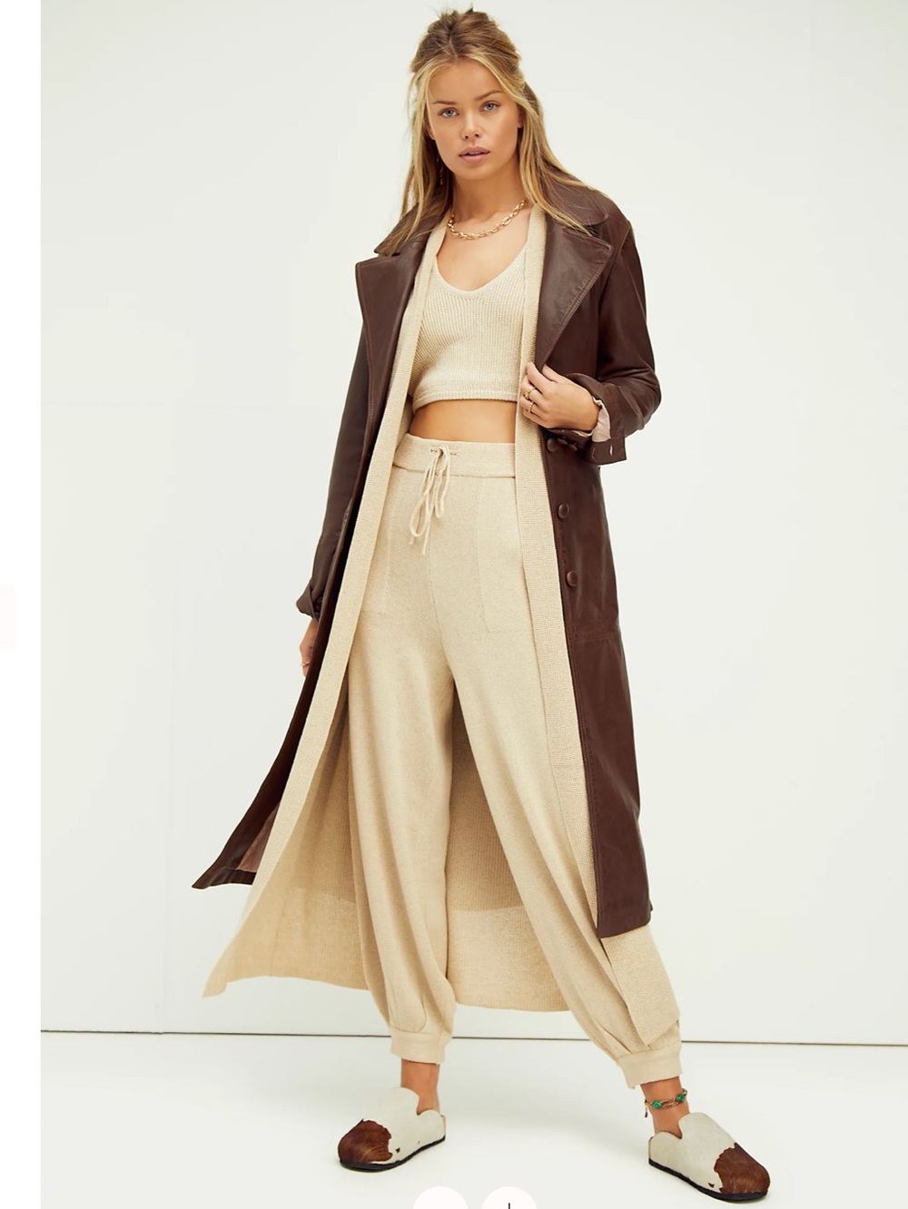 NWT Free People Living In This Sweater longline duster cardigan Small Beige - Picture 5 of 10